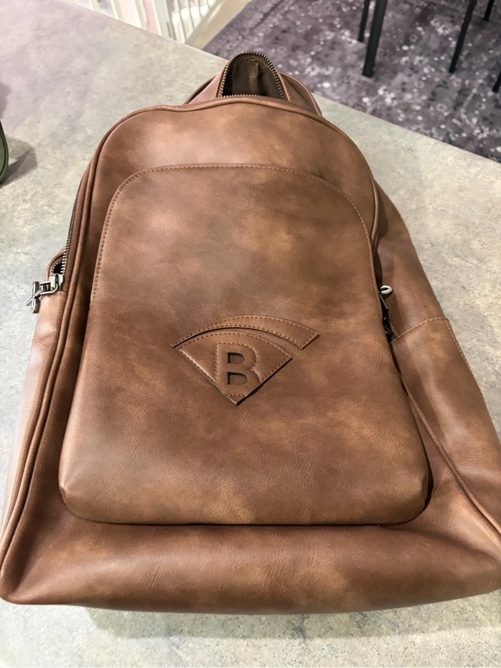 Santos studio Embossed brown Men's Leather backpack